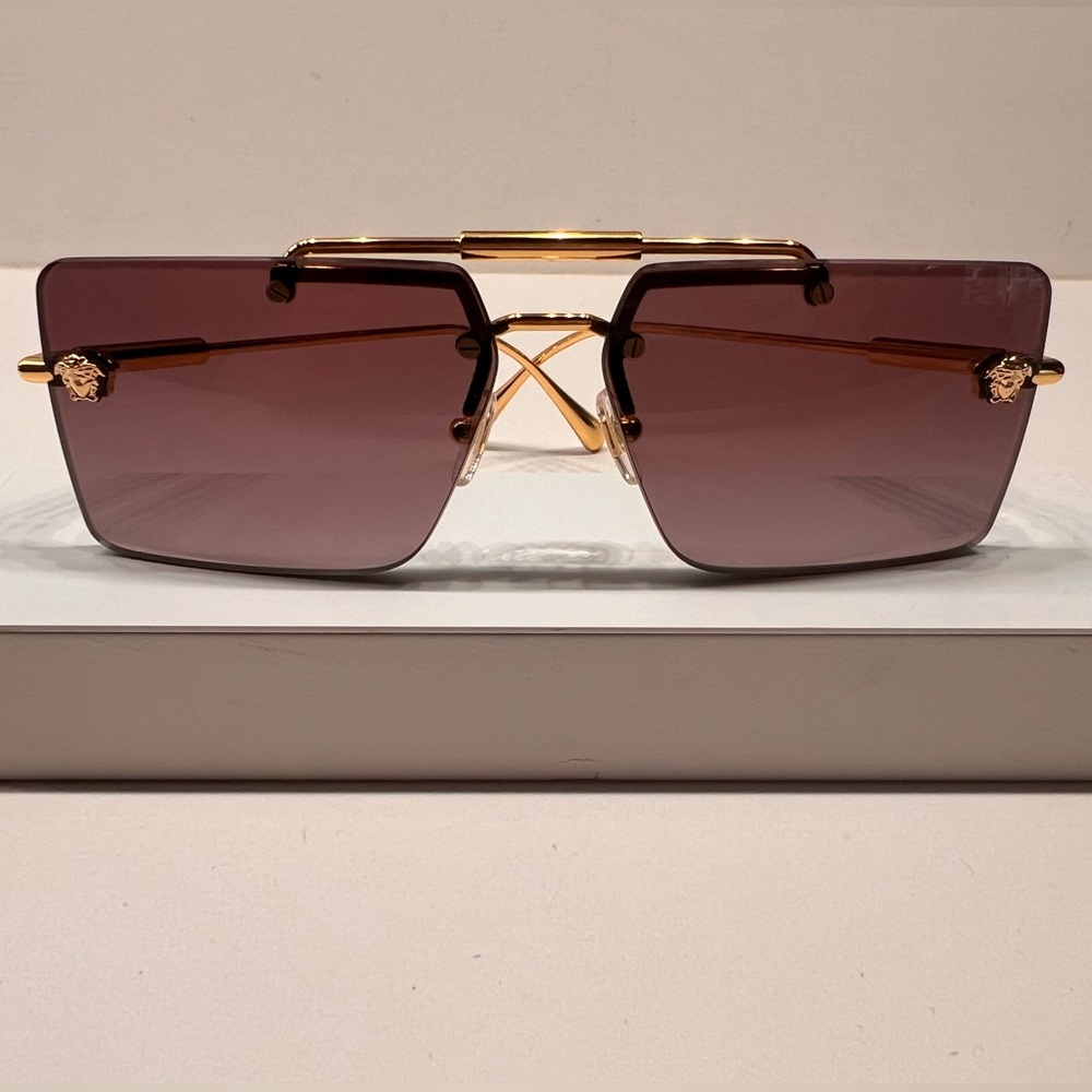 Versace Gold Frame Sunglasses with Brown Lenses